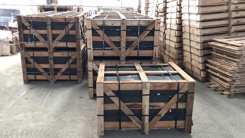 Quartz countertops packed in crates