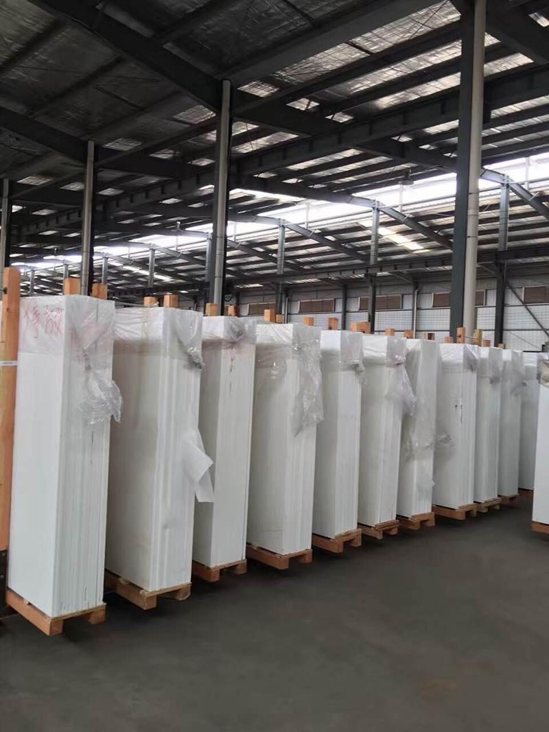 Crystal White marble slabs packed for shipment
