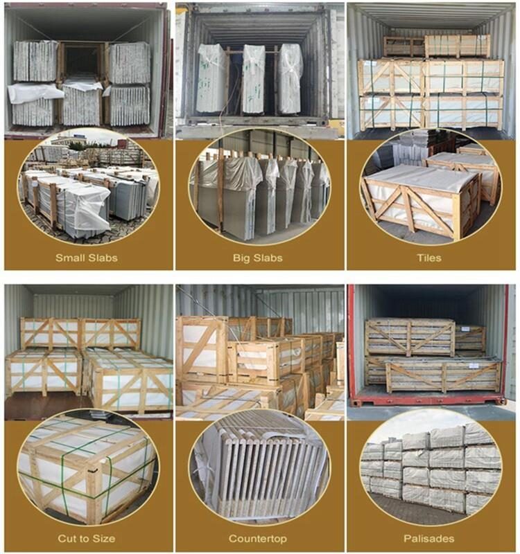 Granite tiles packed in crates